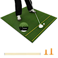 Miniatyrbillede 1 af 6: COSTWAY Golf træningsmåtte 152 x 117 x 2,5 cm med 2 tee-positioner og 2 justeringspinde 6 forborede tee-huller