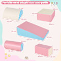 Miniatyrbild 6 av 6: 5PCs Moduler av motorisk skum stora XL COSTWAY - byggklossar med programvara med överdrag för barn 9 månader - 3 år - Rosa Flerfärgad