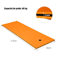 Miniatyrbillede 4 af 4: COSTWAY XPE skum flydemåtte 210x66CM 3 lag med elastisk bindebånd 1,5M bæreevne 60KG til swimmingpool/strand orange