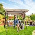 Miniatyrbillede 2 af 6: COSTWAY Havemøbel 3 Pladser i Polyester og Stål med Justerbart UV-beskyttende Tag til Balkon, Terrasse 170 x 110 x 150CM Brun