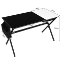 Miniatyrbillede 4 af 4: COSTWAY gaming skrivebord 120 x 60 x 74 cm, med kubikskuffe, sideopbevaringspose, moderne computerbord, sort+hvid Svartvitt