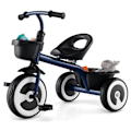 Miniatyrbillede 1 af 6: COSTWAY Tricycle til Barn med Pedal, Justerbart Sæde, Opbevaringskurve, Robust Kulstofstål, 4 EVA Hjul, 1,5 til 5 År, Blå