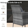 Miniatyrbild 4 av 6: COSTWAY Set med Glasbord och 2 Trädgårdsstolar, 3-delat Terrassmöbelset i PE Rattan för Bistrå