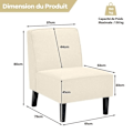 Miniatyrbillede 4 af 4: COSTWAY linned stof accent stol, massivt gummi træ ben, tyk svampepude, 73 x 61 x 80 cm, maks. belastning 150 kg Beige