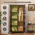 Miniatyrbild 2 av 4: COSTWAY Utomhuskläder Förvaring H157cm, Hängstång, PE Wicker Garderobsskåp för Vardagsrum Uteplats Garage,Brun Blandat brunt