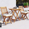 Miniatyrbillede 1 af 6: Have a seat at this costway dining table and two folding chairs for your garden. Made of acacia wood with soft cushions, featuring no armrests and re Naturlig