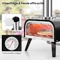 Miniatyrbild 3 av 4: COSTWAY Bärbar utomhuspizzaugn-30cm Roterande Pizza Sten-Träpelletskamin-Termometer-Täcke-Pizzaskyffel