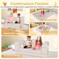 Miniatyrbillede 2 af 4: COSTWAY modulær babysofa til 2 børn 9 stykker, konvertibel i skum, til klatring og kravling, ruskindsstof, beige