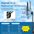 Miniatyrbild 3 av 4: Fristående basketbåge 10 Höjd 149-305 cm COSTWAY-50KG väska-Obrytbar ryggbräda-2 hjul-Fyllbar bas