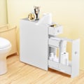 Miniatyrbillede 2 af 4: COSTWAY Badeværelsesmøbler med hylde og opbevaringsskuffe Hvide toiletskabe i træ