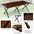 Miniatyrbild 3 av 4: COSTWAY Bärbart hopfällbart campingbord Bambu Roll Up Lamellbricka Bärväska Last 50kg 122 x 60cm Kaffe
