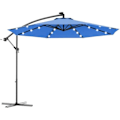Miniatyrbillede 1 af 4: COSTWAY Udsnit Parasol 3M med 24 LED Solcellelampe i Vandtæt Polyester Højde 250CM med 8 Jernstænger Blå Blå