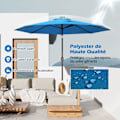 Miniatyrbillede 4 af 6: Parasol i Haven Med Skæv Tilt COSTWAY - 24 LED-lys - Dia.3x2,5M - Robust Metalstruktur - UV-beskyttelse - Blå