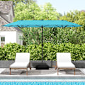 Miniatyrbillede 4 af 6: Parasol Double til Have XXL 400 x 200 x 240 cm - COSTWAY - 36 LED-lys - Base inkluderet - 12 Spidser - Rektangulær Grøn