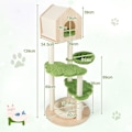 Miniatyrbild 4 av 4: COSTWAY Cat Tree 139 CM Trä - Skrapstolpe, lägenhet, korg, kattsäng, 2 plattformar - Cat Play Tower