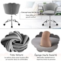 Miniatyrbillede 3 af 4: Velvet Swivel Kørestol - COSTWAY - Kronbladsform - Justerbar Højde - Grå Grå