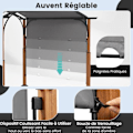 Miniatyrbillede 2 af 4: Havepergola 3 x 6 x 2,6 M COSTWAY-Trækbart fortelt i polyesterstof-metalstruktur-med buer-stolper trælook-grå