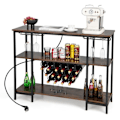 Miniatyrbillede 1 af 4: COSTWAY vinstativ til 15 flasker - integreret ladestation, glasholder - industriel flaskeholder - brun