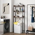 Miniatyrbillede 1 af 4: COSTWAY badeværelseshylde - 3 niveauer toiletenhed - 4 kroge - Justerbar stang - Brun kastanj