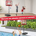 Miniatyrbillede 4 af 4: COSTWAY børnebasketballbøjle-Justerbar Højde 115 til 135cm-2 Mobile hjul-Anti-rive Net-Added Base 38,5 kg Sand