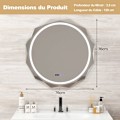 Miniatyrbillede 6 af 6: COSTWAY 76 x 76 cm Badeværelsesspejl, 3 farver, Hukommelsesfunktion, Touch Switch, Anti-dug funktion, White Edge