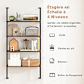 Miniatyrbillede 2 af 6: COSTWAY Industriel Væghylde med 4 Niveauer, Metalramme, Opbevaring til Stue Køkken Kontor, Rustik Brun Eg Brun