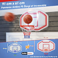 Miniatyrbillede 3 af 6: Væghængt Basketkurv 45 cm COSTWAY med Brudsikkert Panel, Rivefast Net til Børn Indendørs/Udendørs, 91 x 61 cm vit + röd
