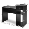 Miniatyrbillede 4 af 4: COSTWAY opretstående computerbord - sort dekoration - L 108 x D 39,5 x H 82 cm - 1 skuffe og 2 opbevaringsrum - moderne