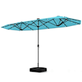 Miniatyrbillede 1 af 6: Parasol Double til Have XXL 400 x 200 x 240 cm - COSTWAY - 36 LED-lys - Base inkluderet - 12 Spidser - Rektangulær Grøn