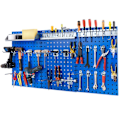 Miniatyrbild 1 av 6: 3 Väggmonterade Perforerade Paneler 120 x 60 x 2 cm COSTWAY-Organisering av Verktyg i Metall-28 Upphängningstillbehör-Krokar, Hyllor-Blå