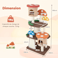 Pikkukuva 4 / 4: COSTWAY Mushroom Cat Tree - 2 asuntoa, interaktiiviset pallot, raapimispuu, taso - Cat Play Tower färgrik