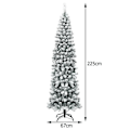 Miniatyrbillede 4 af 4: COSTWAY kunstigt juletræ 225 cm lang form blade sneklædt PVC foldbar metalstativ Hjem juledekoration hvid