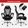 Miniatyrbillede 4 af 4: COSTWAY Ergonomisk mesh-kontorstol med fodstøtte, justerbart ryglæn, nakkestøtte, armlæn Højsæde 44,5-51,5 cm