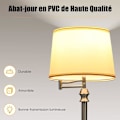 Miniatyrbillede 5 af 6: COSTWAY Læselampe Salon på Fod 152CM med Svingarm 360° og PVC Skærm E27 Fatning (Max 60W) Rør i Forguldent Jern Værelse