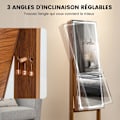 Miniatyrbillede 3 af 4: COSTWAY Fritstående smykkegarderobe med LED-lys, 3 justerbare vinkler, låsbar dør, spejl i fuld længde, valnød Valnöt