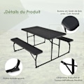 Miniatyrbillede 4 af 4: COSTWAY campingbord med 2 foldbare bænke - 4 til 6 personer - til Picnic-Camping Sort
