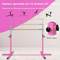 Miniatyrbillede 4 af 6: COSTWAY Justerbar Stål Træningsbarre Højde fra 91 til 150CM Kapacitet 100KG til Skole, Hjem, Have Diameter 4CM Lyserød