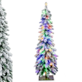 Miniatyrbillede 1 af 4: COSTWAY kunstigt LED-juletræ 120 cm - Sneflokket - 100 tofarvede lys, 11 dynamiske tilstande, timer - 225 PVC-grene