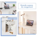 Miniatyrbillede 3 af 4: COSTWAY Computer Skrivebord Modern Style 112,5 x 50 x 75 CM 2 Skuffer, Studiebord til hjemmekontor Soveværelse Lavet af MDF Vit