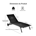 Miniatyrbillede 4 af 4: COSTWAY Loungestol til Have, 6 Justerbare Positioner, 2 Hjul, til Swimmingpool, Have og Have, Kapacitet 150kg, Sort
