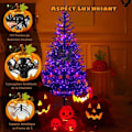 Miniatyrbillede 2 af 4: COSTWAY juletræ 183 cm med 250 lilla lys 791 PVC grene og ornamenter Halloween automatisk træ sort Svart