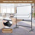 Miniatyrbillede 5 af 6: COSTWAY Magnetisk tavle 120 x 90 cm Dobbeltsidet vendbar tørsletning 2 justerbar højde 4 mobile hjul Sort