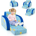 Miniatyrbillede 1 af 4: COSTWAY 3 i 1 sovesofa til børn i fløjl, skumpolstret, kosmiske temaer, 0 - 4 år