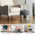 Miniatyrbillede 4 af 6: COSTWAY Rund Velvet Dressing taburet, osmannisk skammel, metalbund, til stue, soveværelse, entré, 35 × 35 × 41 cm, Grå