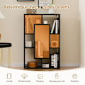 Miniatyrbillede 2 af 6: COSTWAY Geometrisk Bibliotek med 7 Kubes - Skridsikre Fødder, Kippesikkert Design, Opbevaringshylde - Sort Svart