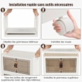 Miniatyrbillede 3 af 6: COSTWAY plastopbevaringsboks 140L, 4 foldbare opbevaringsbokse med 4 hjul og låg, til soveværelse, stue, køkken vit och brun
