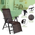 Miniatyrbillede 2 af 4: COSTWAY Justerbar Lounge Stole i PE Rattan - Justerbar Ryglæn, Skridsikre Fødder, Metalramme - Foldbar Solseng kastanj