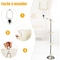 Miniatyrbillede 6 af 6: COSTWAY Læselampe Salon på Fod 152CM med Svingarm 360° og PVC Skærm E27 Fatning (Max 60W) Rør i Forguldent Jern Værelse