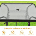 Pikkukuva 3 / 4: COSTWAY Square Metallinen puutarhapöytä lasilevyllä 81 x 81 x 71 CM modernia tyyliä terassille, parvekkeelle ja pihalle, musta Svart