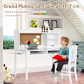 Miniatyrbillede 4 af 6: COSTWAY Ensemble Skrivebord og Stol til Børn 5-12 år - med Tavern for Oplysninger i Kork, Skuffer, Hylder, Hvid